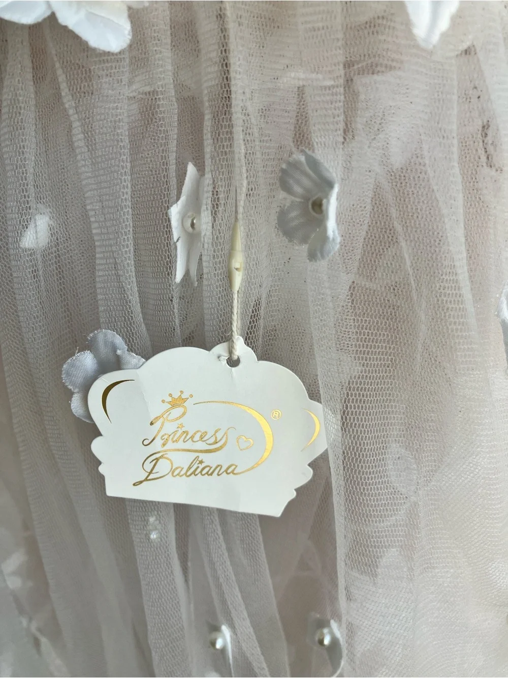 Princess Daliana Girls Ivory Floral Tulle Party Dress
